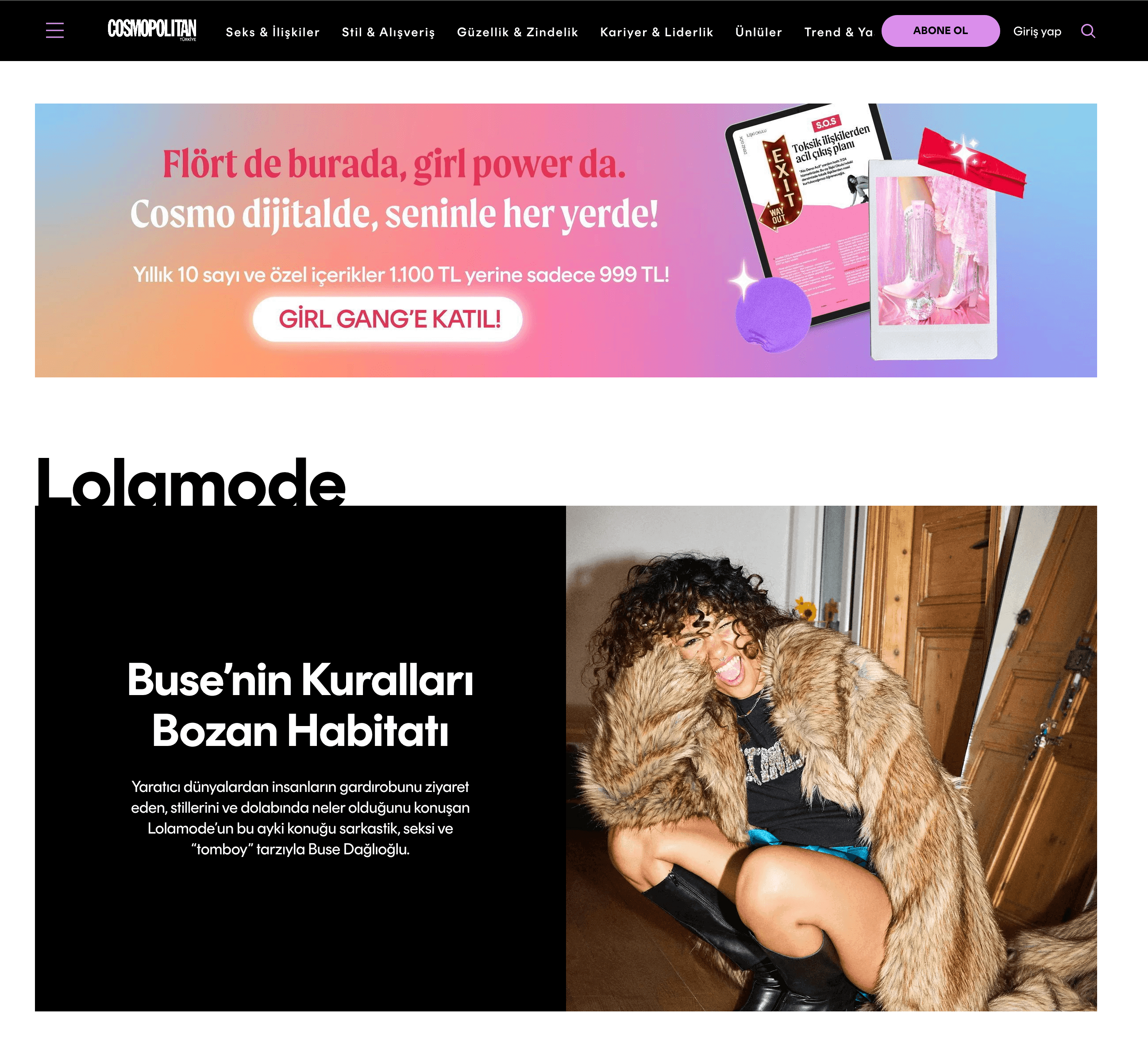 Cosmopolitan Turkey media platform dashboard preview